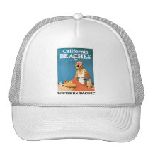 California Beaches Vintage Travel Poster Hats