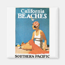 California Beaches Vintage Travel Poster Refrigerator Magnet