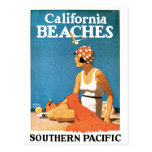 California Beaches Vintage Travel Poster Post Card