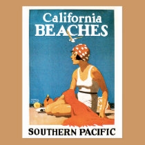 California Beaches Vintage Travel Poster postcards