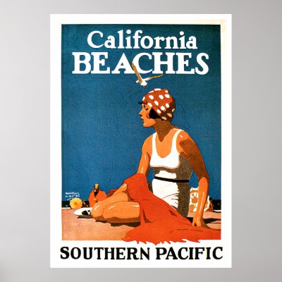 California Beaches Vintage Travel Posters by Trendshop