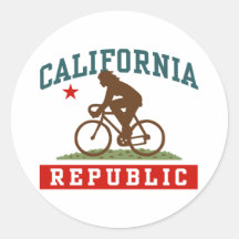 California Cycling Female Round Stickers