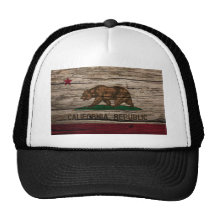 California Flag Rustic wood Trucker Hat