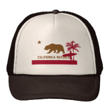 California Flag T-Shirt - Surfer on Beach Trucker Hat