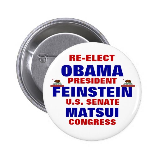California for Obama Feinstein Matsui Button