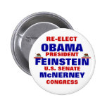 California for Obama Feinstein McNerney Buttons