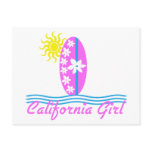 California Girl Pink Surfboard W/Sun Post Cards
