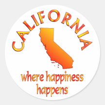 CALIFORNIA Happiness Round Sticker