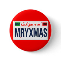 California License Plate Merry Xmas 2011 Pinback Button