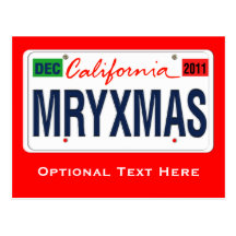 California License Plate Merry Xmas 2011 Post Card