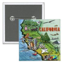 California Map Pinback Button