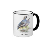 California Quail Birds Custom Date Monogram Family Mugs