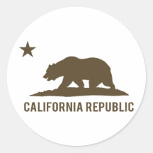 California Republic - Basic - Brown Round Stickers