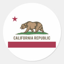 California Republic Flag - Colour Round Sticker
