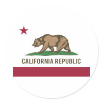 California Republic Flag - Colour Round Sticker