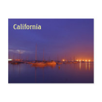California sailboats in marina at dusk postcard