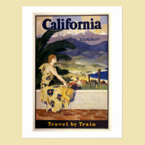 California this summer. Travel by Train  postcards