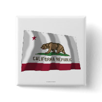 California Waving Flag Pinback Buttons