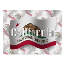 California Waving Flag Post Cards