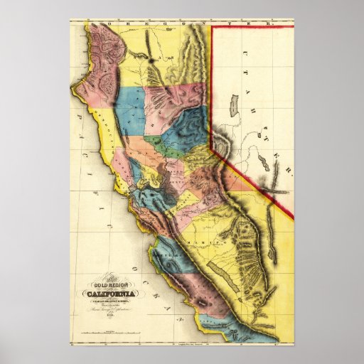 CaliforniaPanoramic Map Print