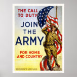 Call to Duty - Join the Army for Home and Country Print
