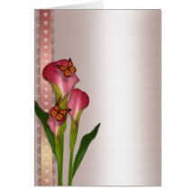 Calla lilies on pink satin wedding invitation greeting card