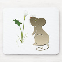 Calla lily and cute mouse mouse mats