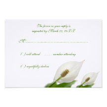 Calla Lily Flowers White Wedding Response Cards Personalized Invite