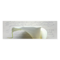 calla lily on old script handwriting bookmark business card templates