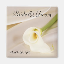 Calla Lily On White Satin Refrigerator Magnets