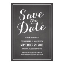 Calligraphy Chalkboard Save the Date Announcement