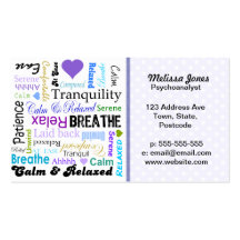 Calm and Relaxing positive words typography Business Cards