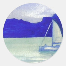 Calm Easy Sailing  CricketDiane Ocean Art Round Sticker