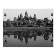 Cambodia | Angkor Wat Travel Photo B&W Postcard