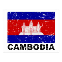 Cambodia Vintage Flag Postcard