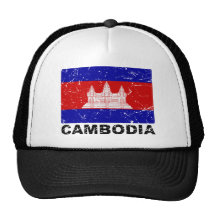 Cambodia Vintage Flag Trucker Hats