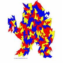 Camel Creature Red Yellow Blue Abstract Design Cut Outs