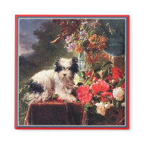 Camellias and a Terrier Fridge Magnet