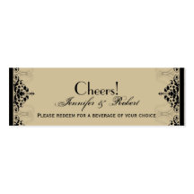 Camelot Gold Black Scrolls Wedding Drink Ticket Business Card Template
