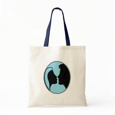 Cameo Kiss Silhouette Canvas Bag by toxiferousholidays
