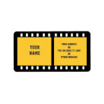 Camera Film Strip Yellow Name Gift Tag Bookplate Personalized Address Label