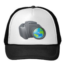 Camera globe concept trucker hats