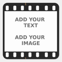 Camera Movie Film Strip Name Tag Photo Frame Square Stickers