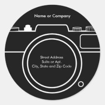 Camera Return Address Label - Black & White Stickers