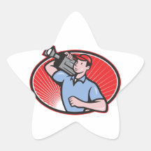 Cameraman Film Crew Carry Camera Star Sticker