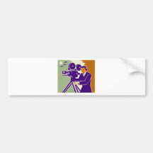 Cameraman Film Crew Vintage Video Movie Camera Bumper Sticker
