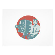 Cameraman Filming With Vintage TV Camera Personalized Invitation