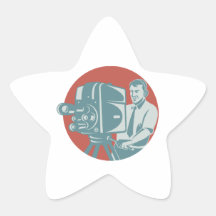 Cameraman Filming With Vintage TV Camera Sticker