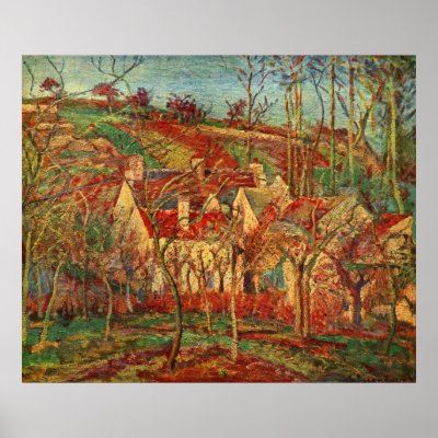 Camille Pissarro - Red Roofs 1877 Oil Canvas house by inquester