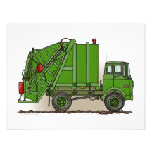 Camion à ordures vert cartons d'invitation